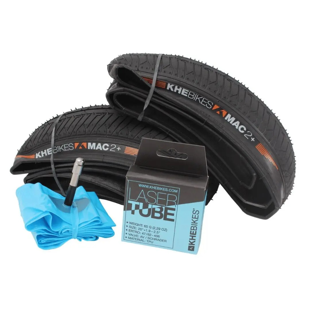 KIT : Paire de Chambre à Air KHE Laser TPU + Paire de Pneus KHE MAC2+ Souple Park / Street 2.30