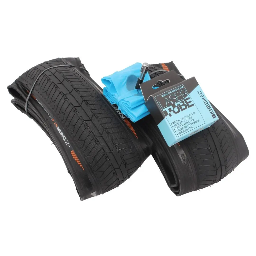 KIT : Paire de Chambre à Air KHE Laser TPU + Paire de Pneus KHE MAC2+ Souple Park / Street 2.30 – Image 2
