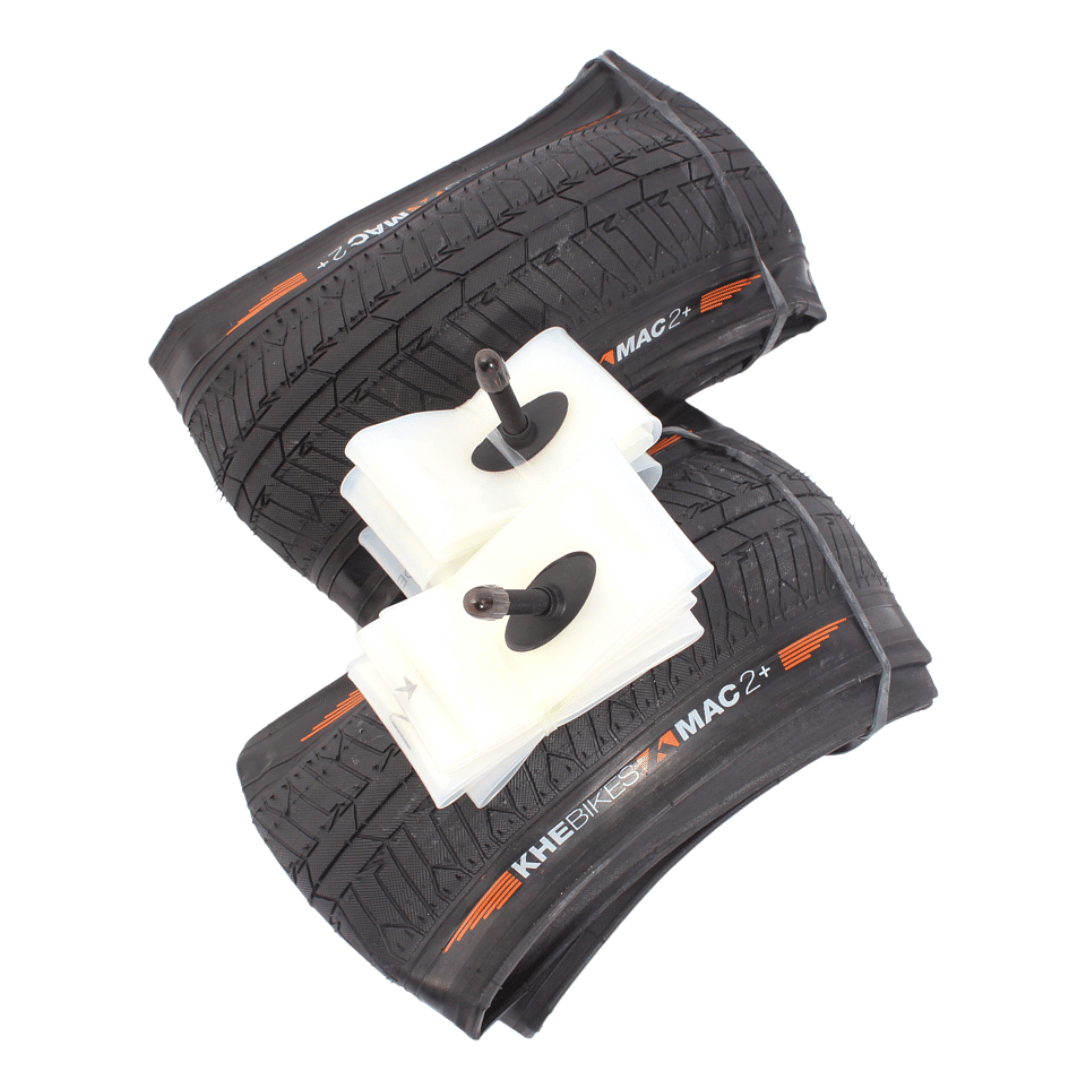 KIT : Paire de Chambre à Air SCHWALBE Aerothan + Paire de Pneus KHE MAC2+ Souple Park / Street 2.30
