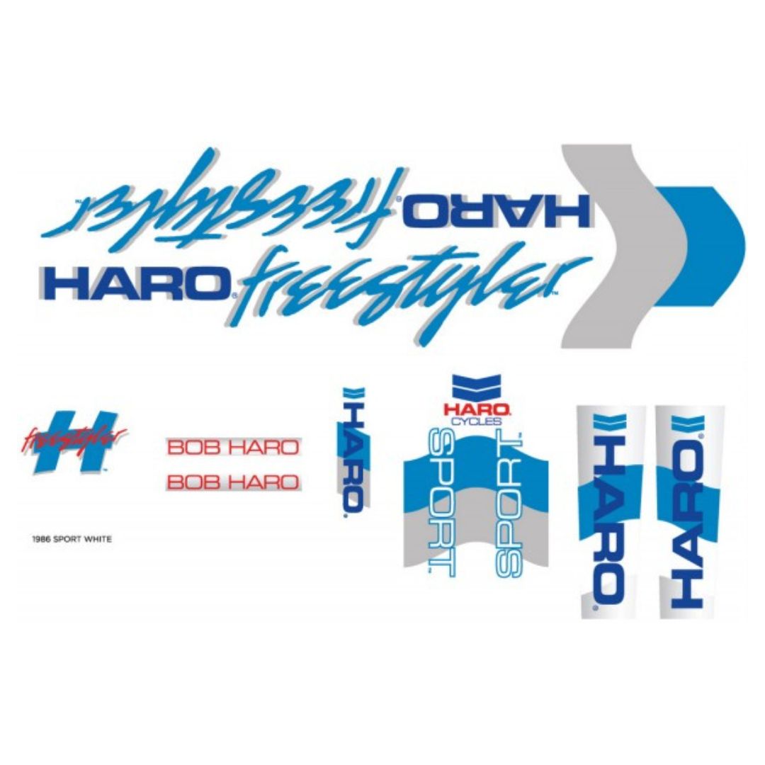 Pack Stickers HARO Freestyler Sport 1986 White / Blue