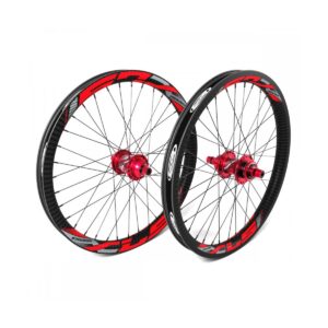 Paire de roues EXCESS XLC-3 Pro 20" 406 Carbone 3K Gloss Disk Black / Red