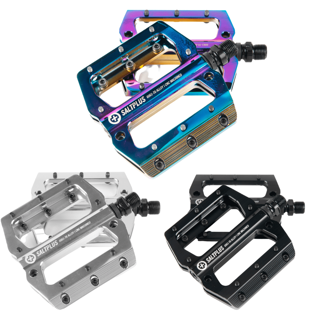 Pédales Vélo Plate Oil Slick - CNC Aluminium - Antidérapantes - Pour VTT, Route Et Ville